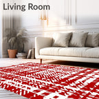 Red White Jagged Plaid Square Rug