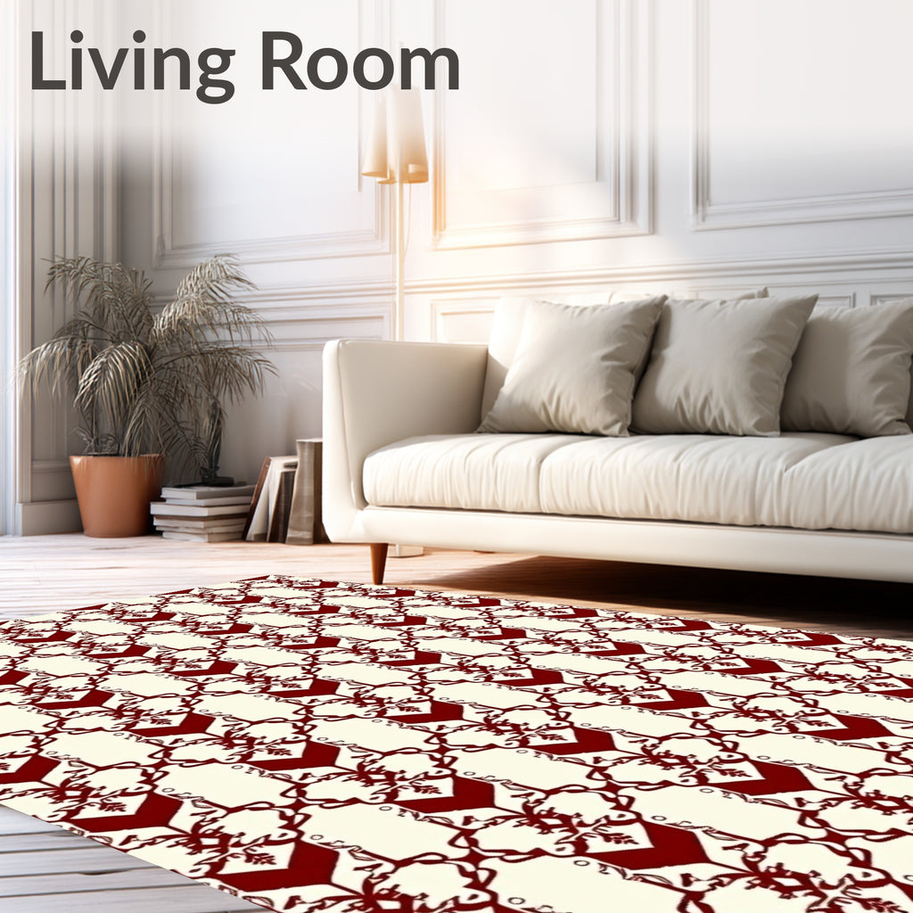 Deep Red Traditional Medallion Stripe Rug