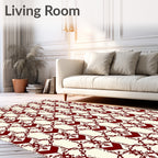 Deep Red Traditional Medallion Stripe Rug