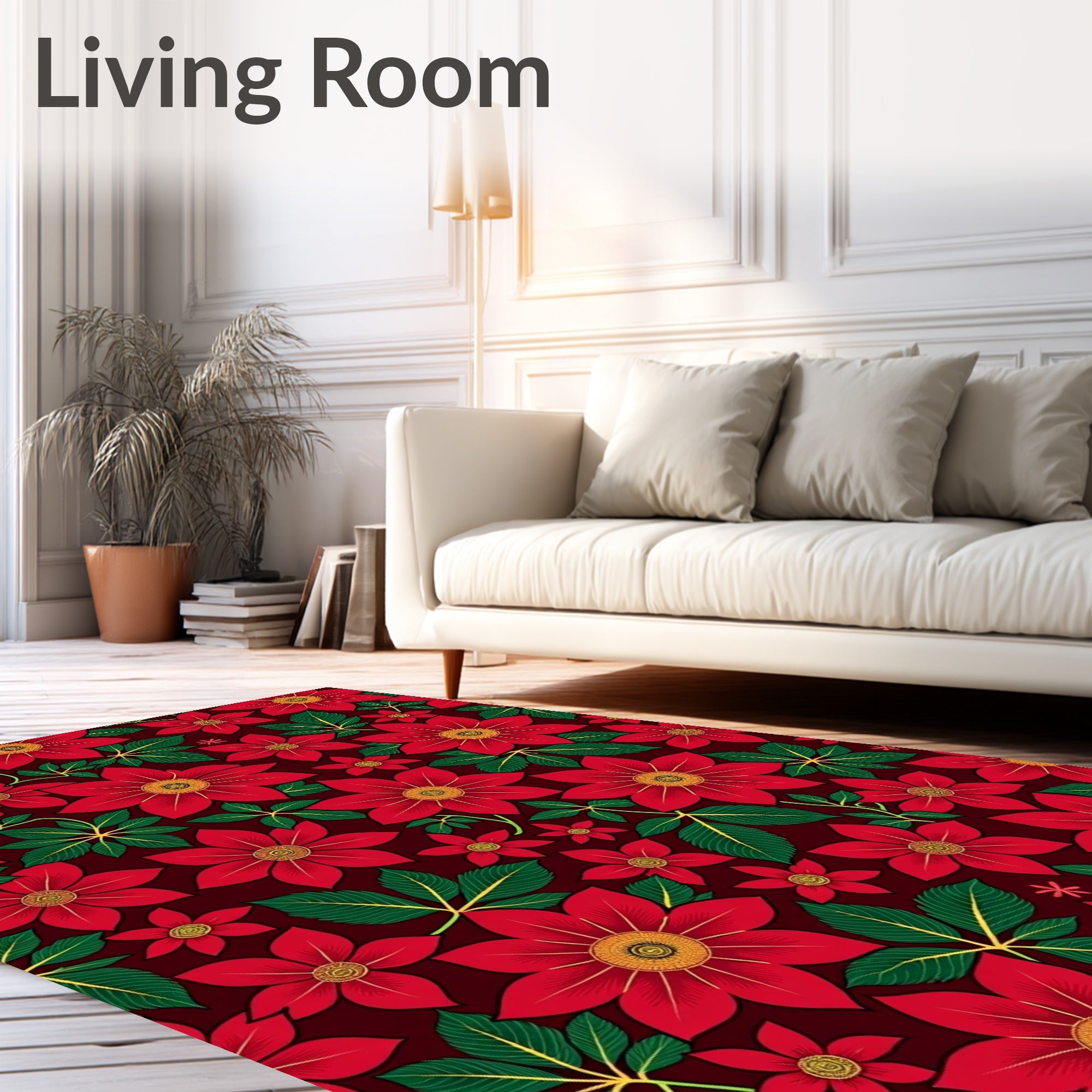 Crimson Red Floral Abloom Rug