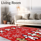 Christmas Gingerbread Snowflakes Red Background Rug