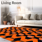 Bold Orange Black Geometric Abstract Rug