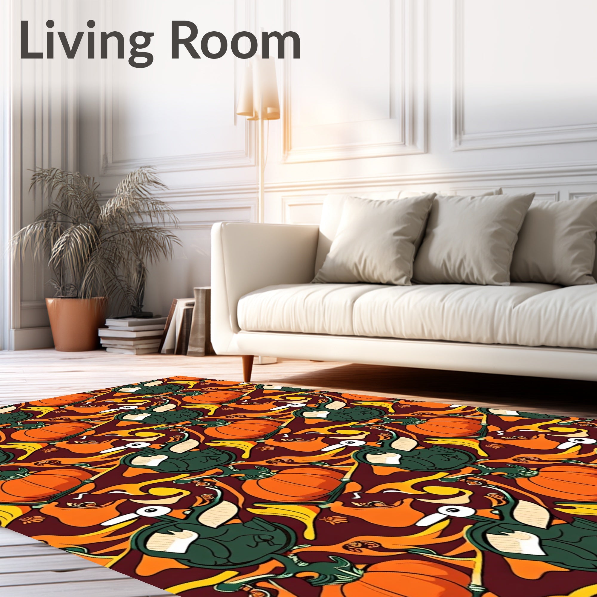 Autumn Duck Pumpkin Swirl Repeat Rug