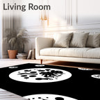 Monochrome Whimsical Celestial Orbs Rug