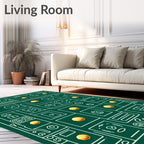 Geometric Abstract Circuit Board Gold Coins Rug