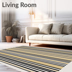 Glamorous Black Gold Vertical Stripe Rug