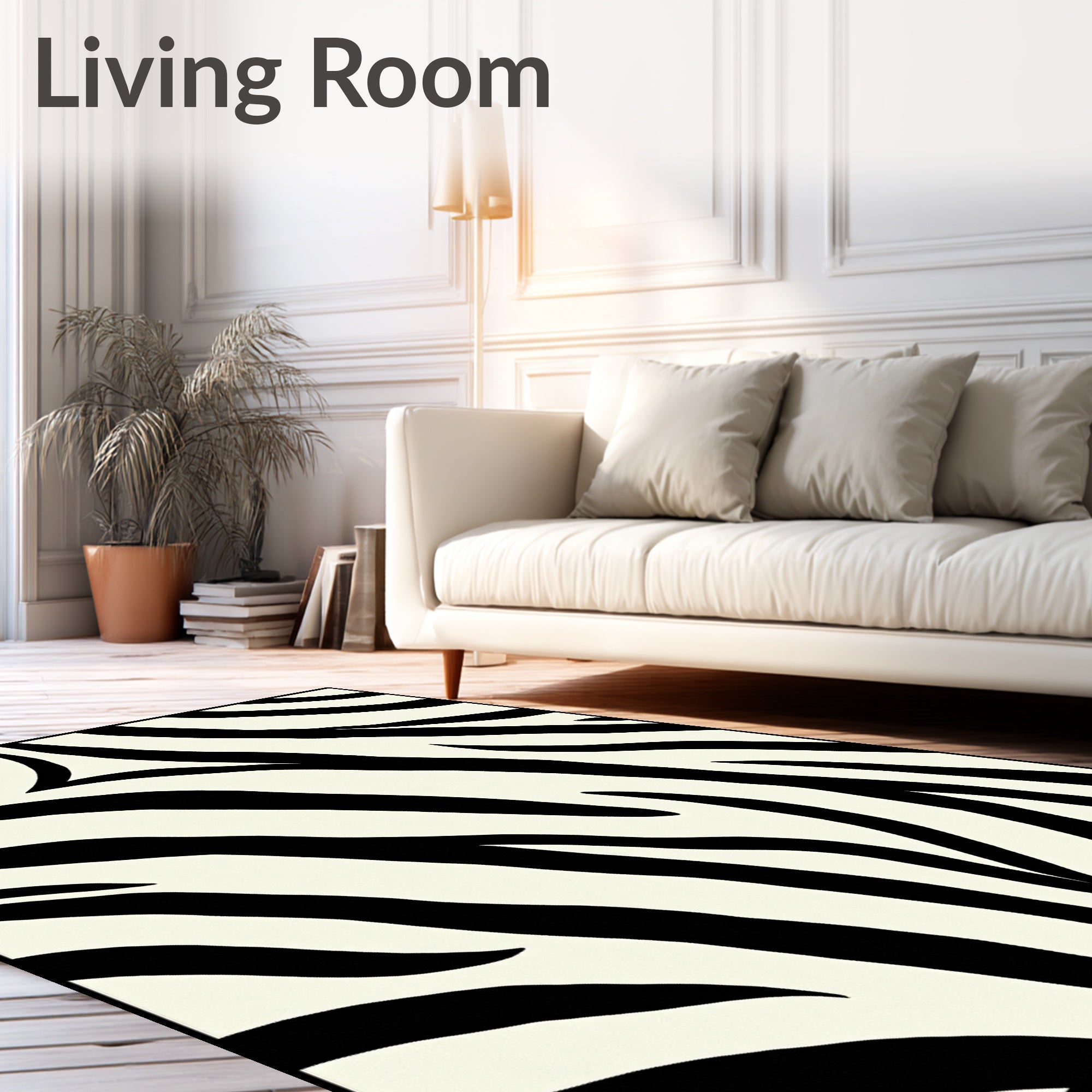 Bold Black Cream Zebra Stripes Rug