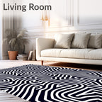 Abstract Navy White Maze Lines Rug