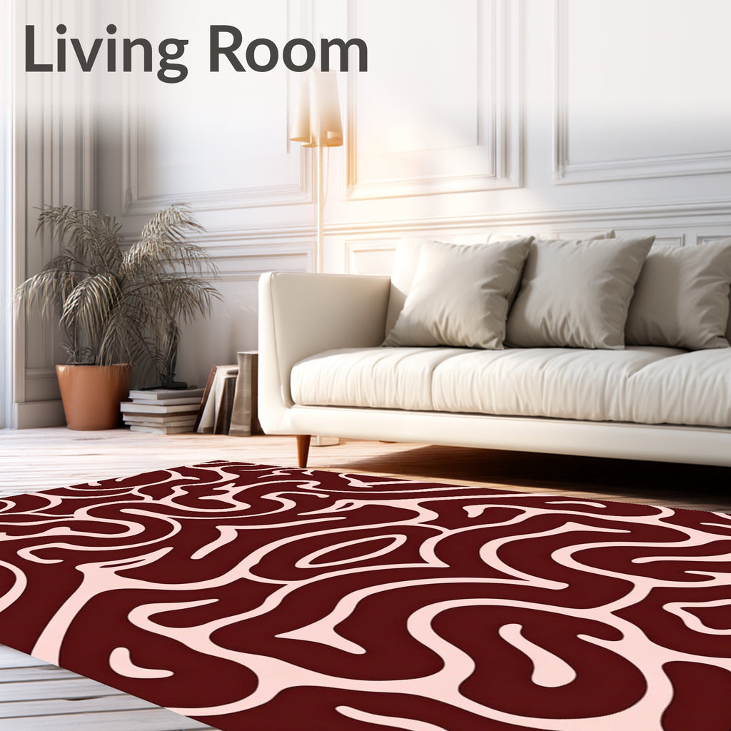 Deep Crimson Organic Flow Rug