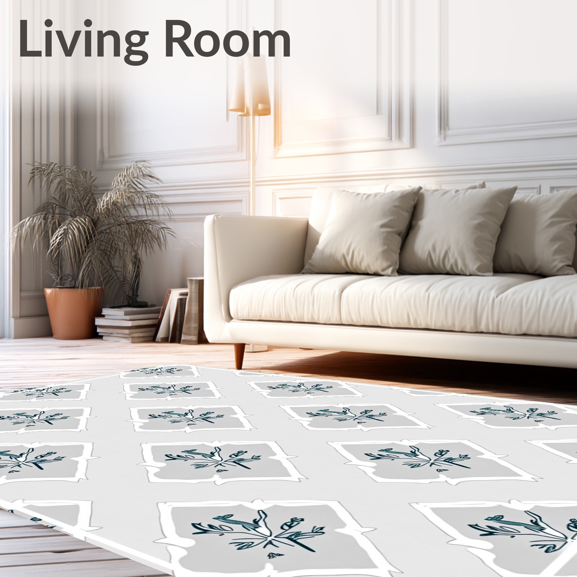 Gray Botanical Diamond Art Rug