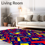 Bold Geometric Digital Red Yellow Blue Rug