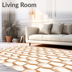 Golden Warm Hexagonal Texture Rug