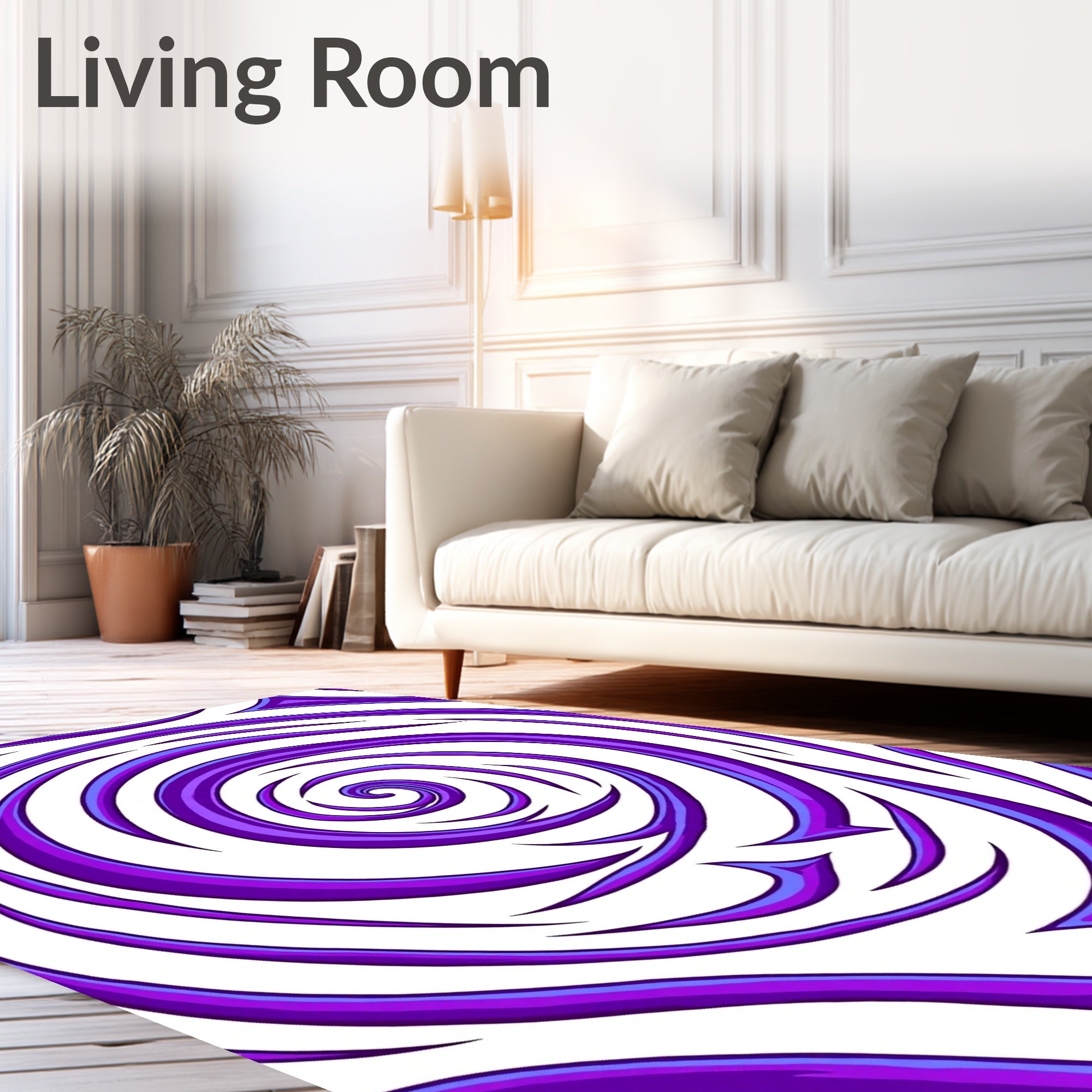 Vibrant Purple Swirl Abstract Rug