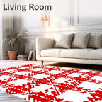 Vibrant Red Houndstooth Checkered Rug