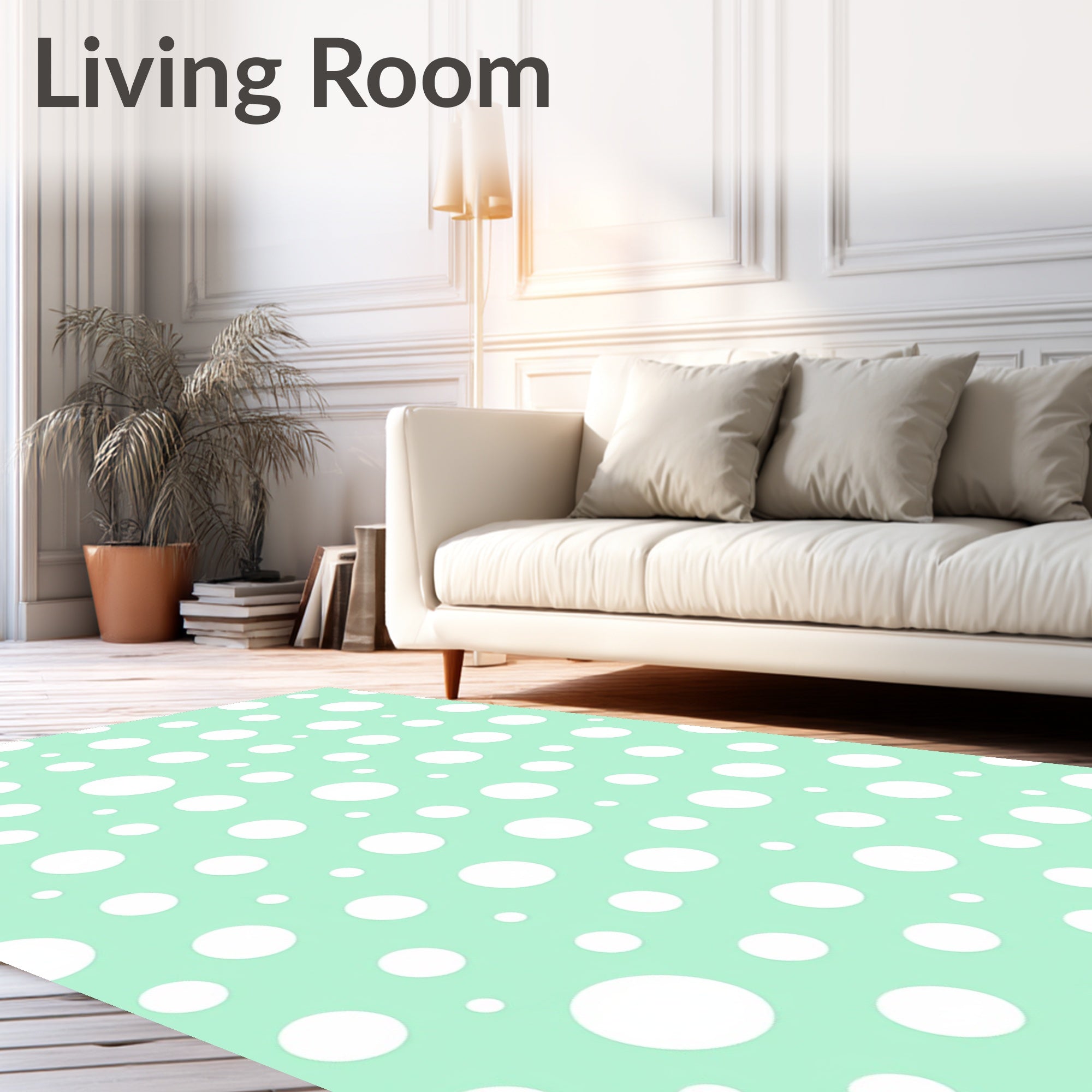 Mint Green White Polka Dot Rug