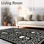 Gothic Skull Floral Scrollwork Rug
