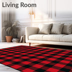 Classic Red Black Buffalo Check Plaid Rug