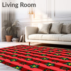 Red Striped Floral Arrangement Rug
