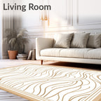 Neutral Cream Flowing Line Art Rug