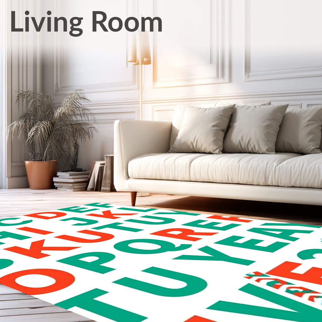 Bold Alphabet Red And Teal Rug
