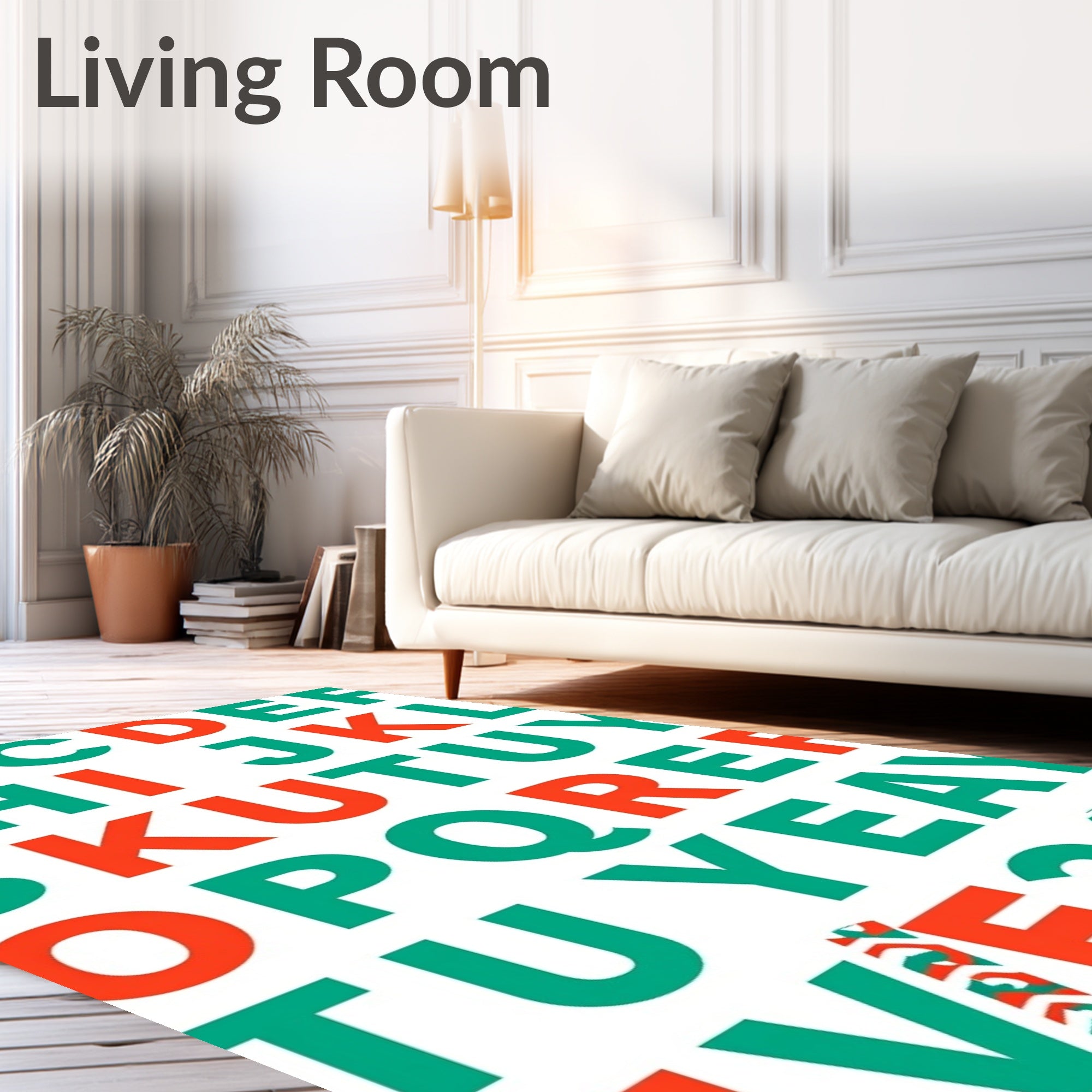 Bold Alphabet Red And Teal Rug