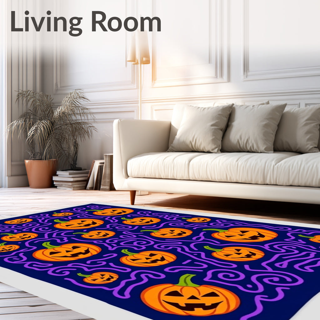 Halloween Jackolantern Orange Swirls Rug