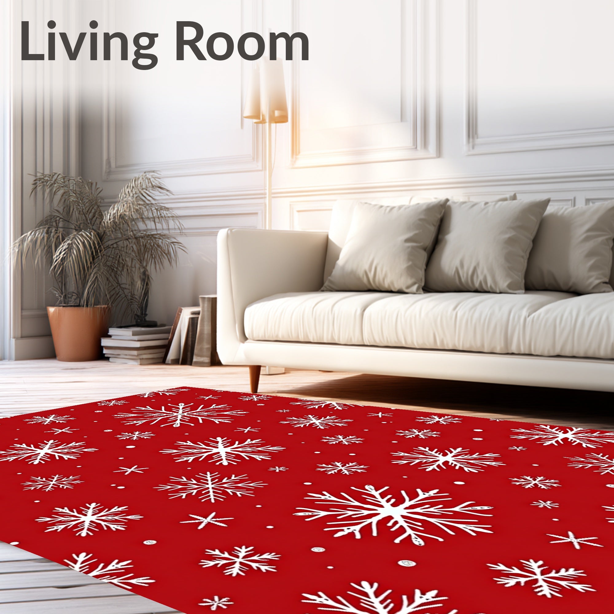 Crimson White Snowflake Shower Rug