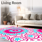 Vibrant Pink Turquoise Floral Radiance Rug