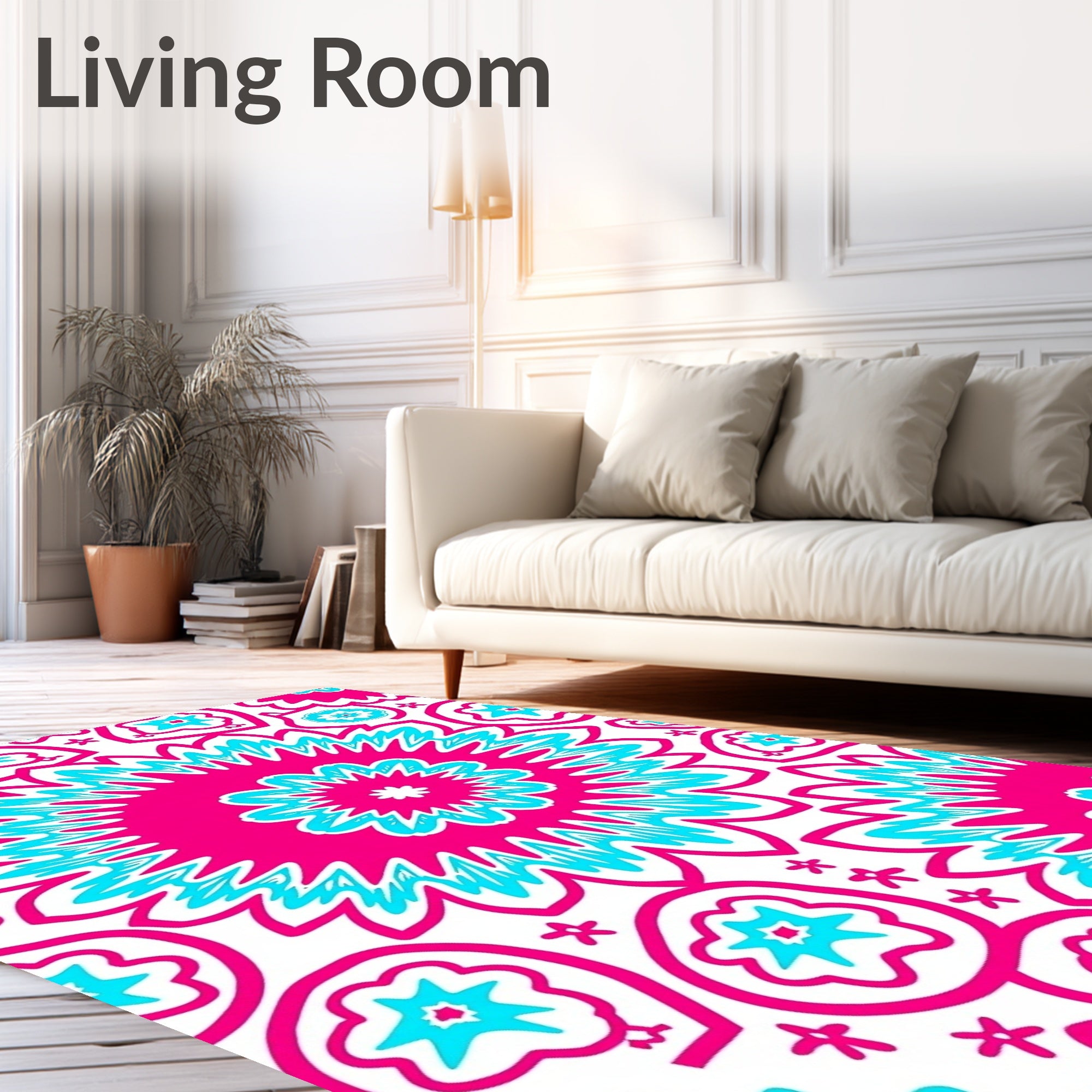 Vibrant Pink Turquoise Floral Radiance Rug