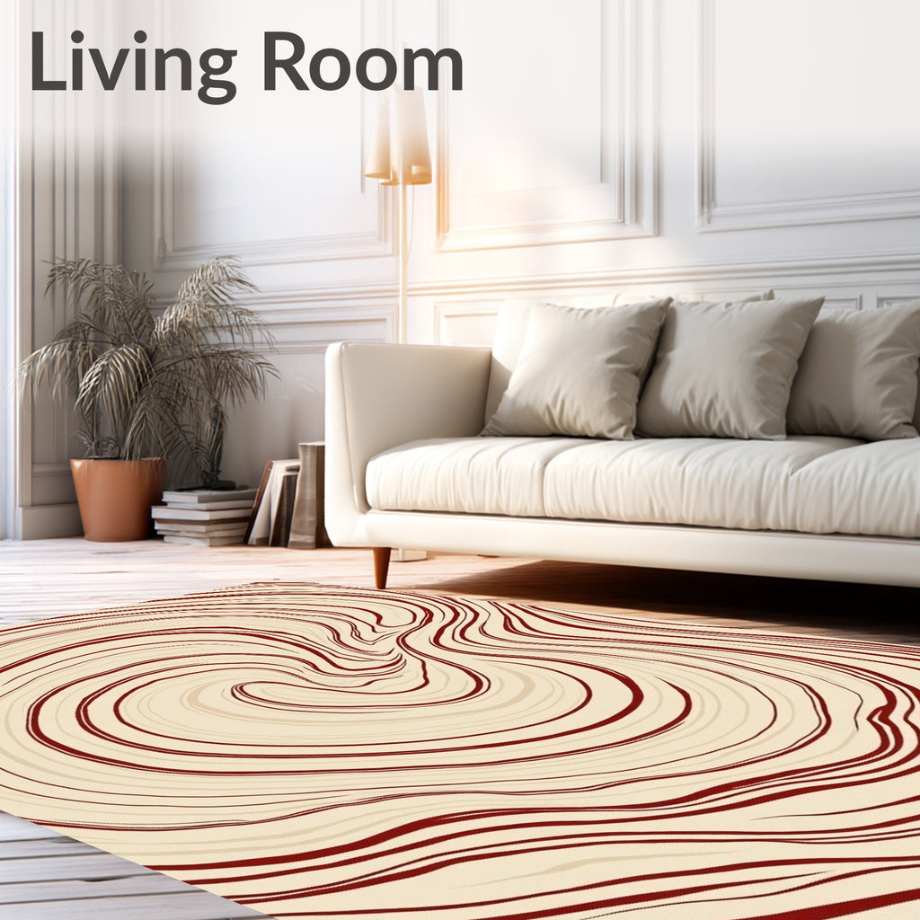 Crimson Swirl Agate Abstract Rug