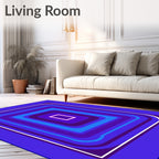 Deep Blue Layered Square Aura Rug