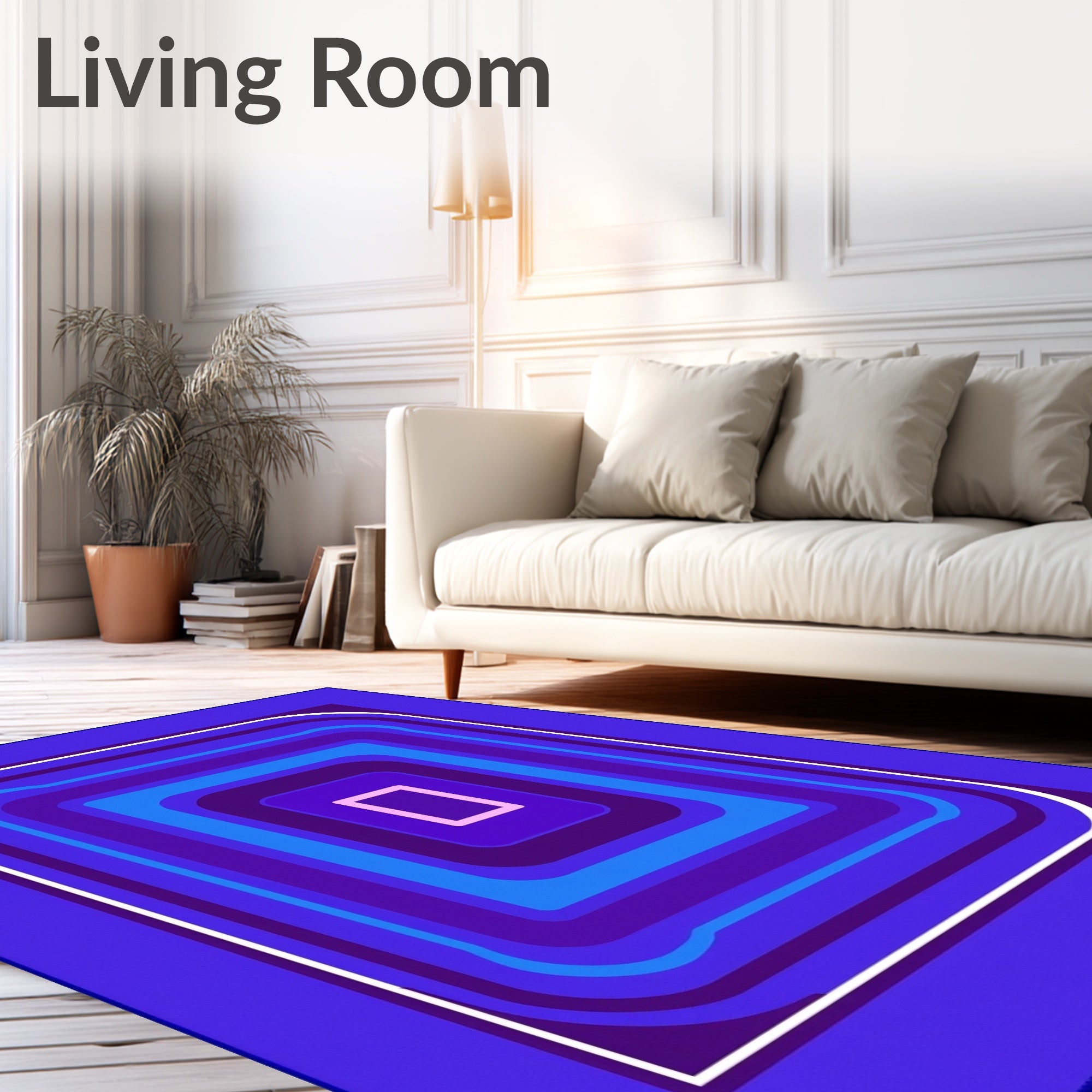 Deep Blue Layered Square Aura Rug