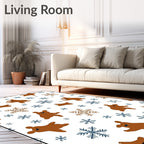 Brown Bear Snowflake Winter Scene Rug
