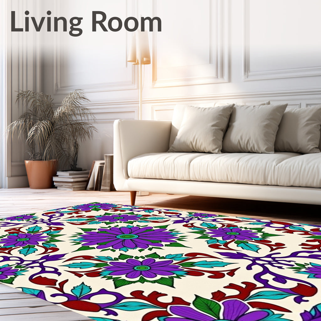 Vivid Purple Floral Medallion Bloom Rug