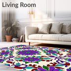 Vivid Purple Floral Medallion Bloom Rug