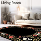 Ornate Skulls Floral Border Rug