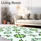 Vibrant Emerald Floral Tile Arrangement Rug