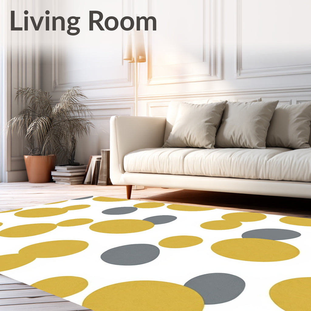 Abstract Ochre Gray Pebble Medley Rug