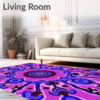 Vibrant Pink and Blue Psychedelic Mandala Rug