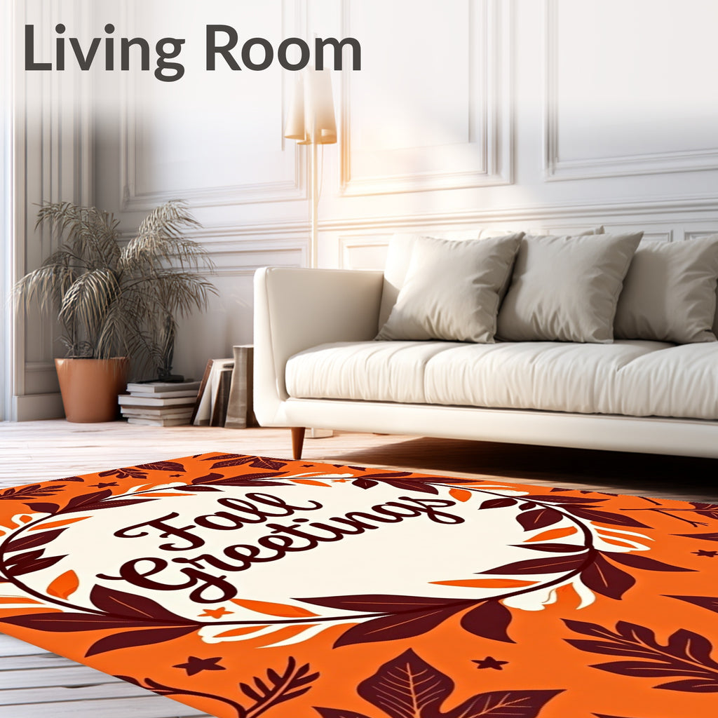 Autumn Leaf Wreath Orange Rug