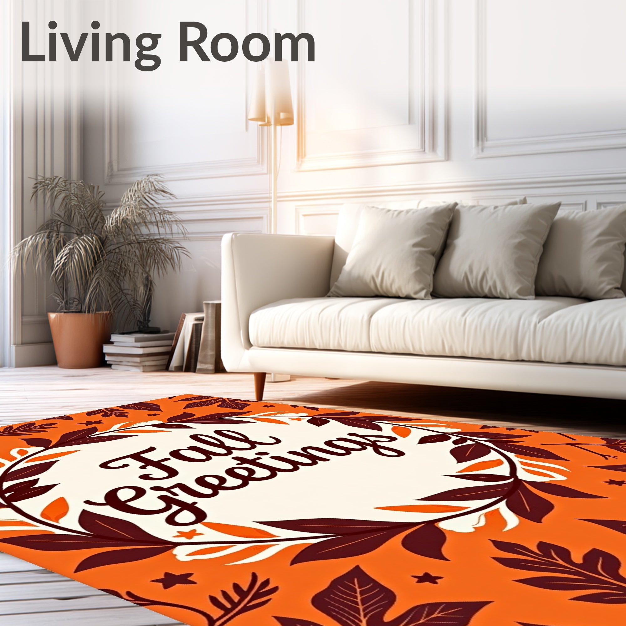 Autumn Leaf Wreath Orange Rug