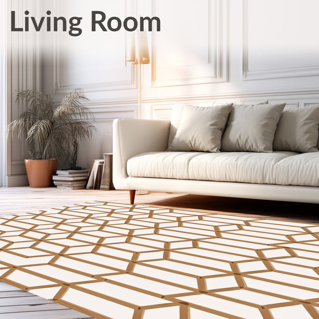 Geometric Tan Lattice Illusion Rug