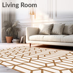 Geometric Tan Lattice Illusion Rug