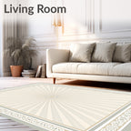 Ethereal Sunburst With Geometric Border Rug