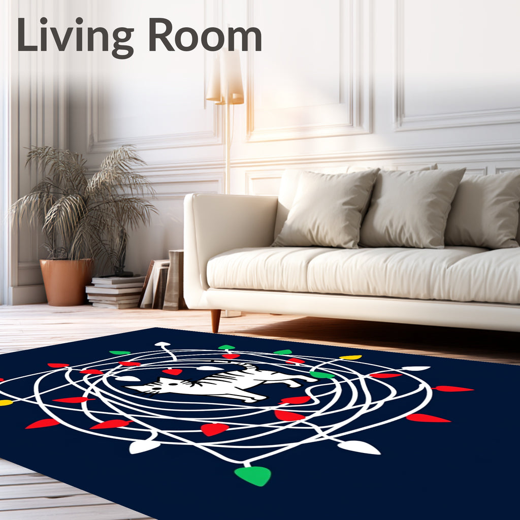 Whimsical Cat Caught In Lights Rug