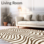 Organic Brown Wavy Lines Cream Rug