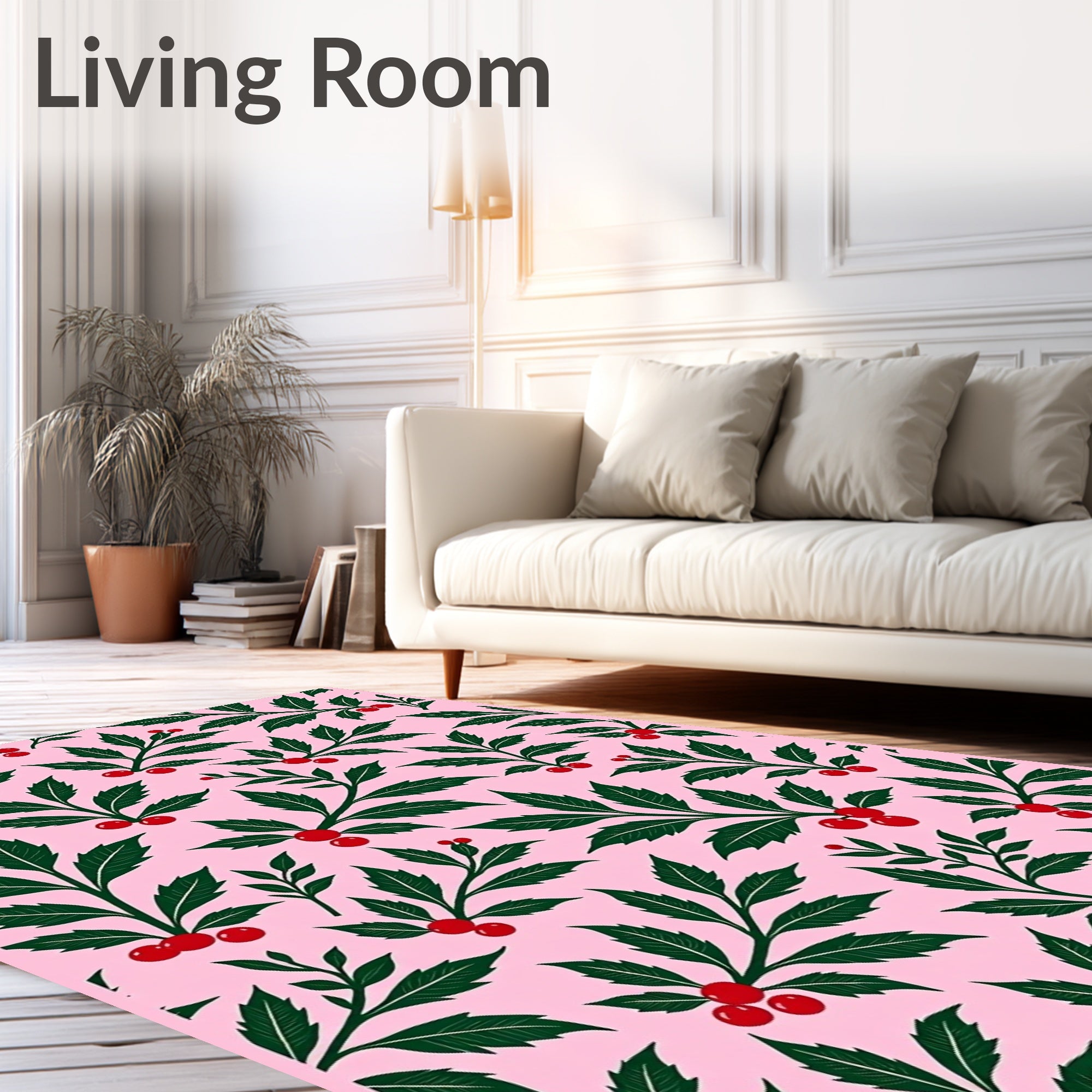 Pink Holly Berry Botanical Rug
