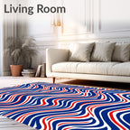 Dynamic Blue Red White Flow Rug