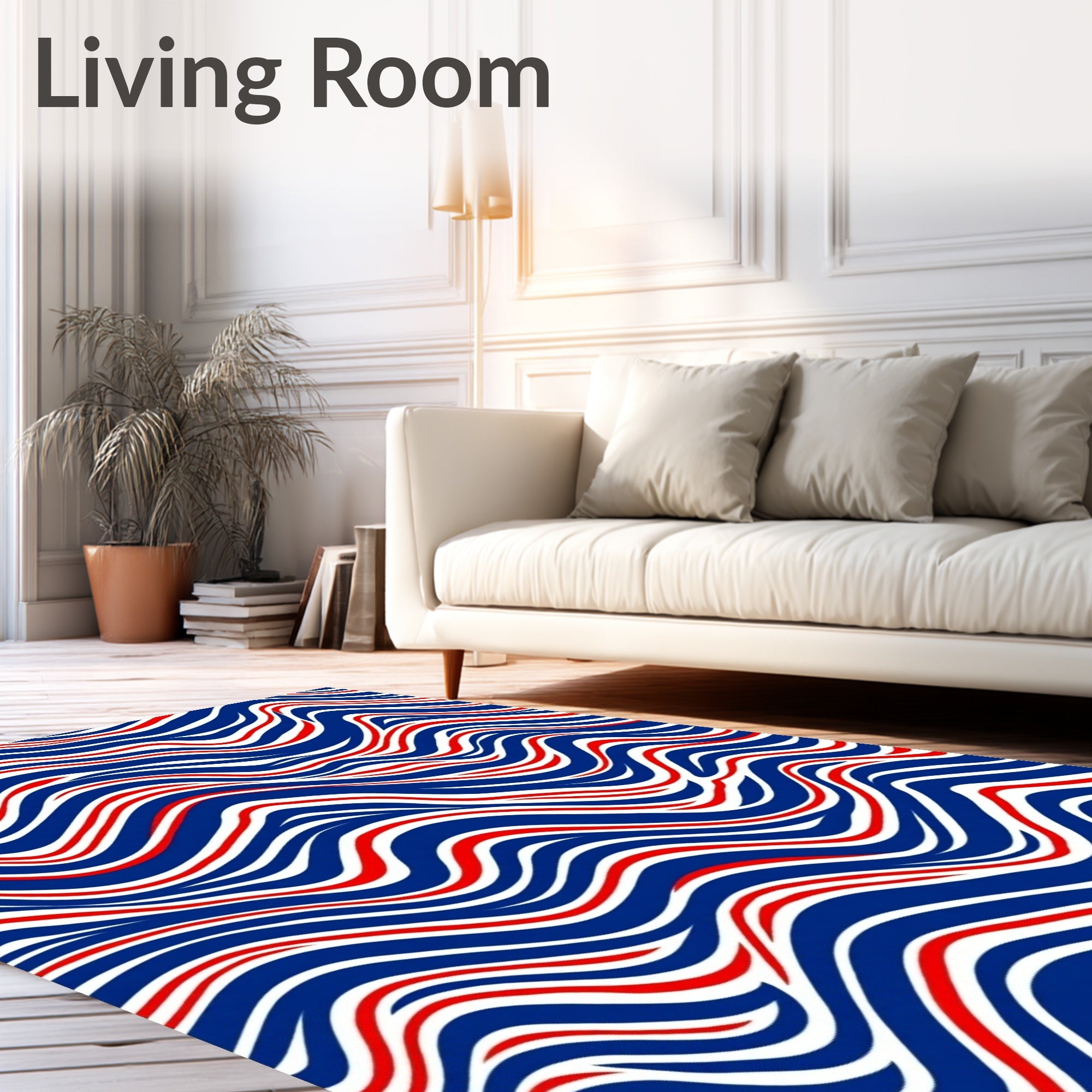 Dynamic Blue Red White Flow Rug