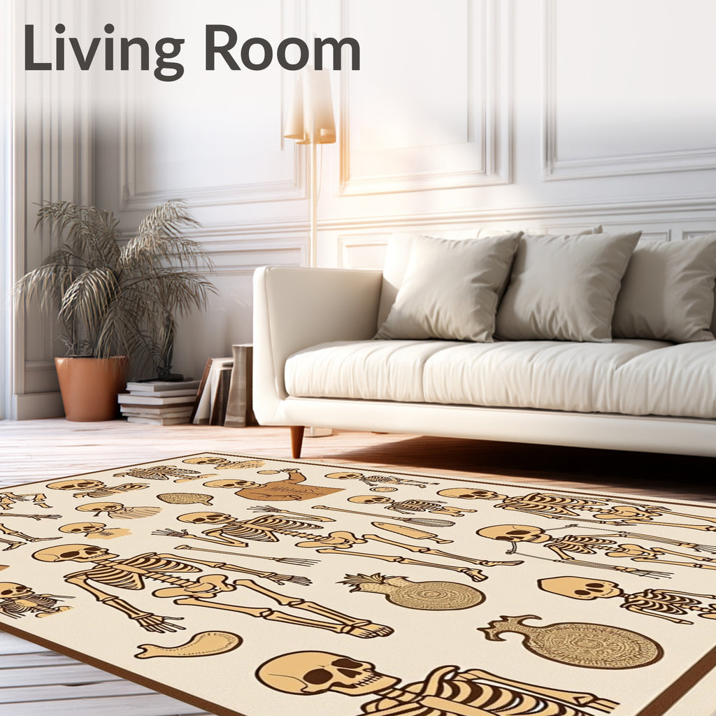 Whimsical Skeleton Collection Beige Rug